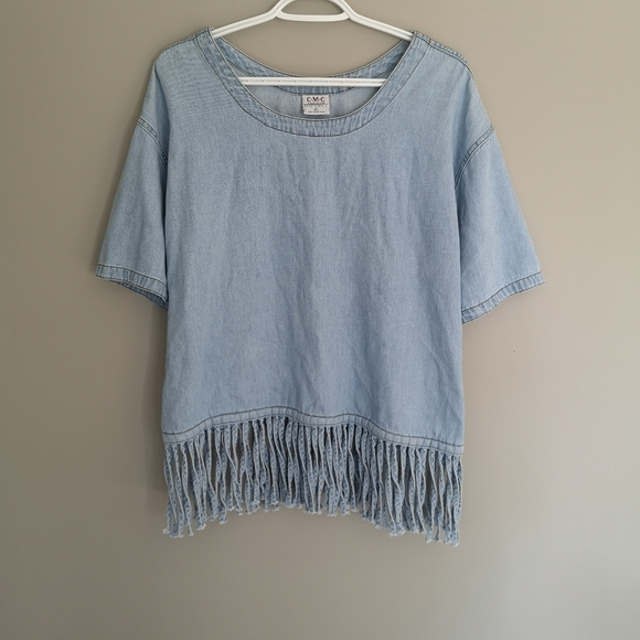 Vintage denim Boho bohemian Southwestern Western Fringe Festival Shirt U… - Picture 12 of 12